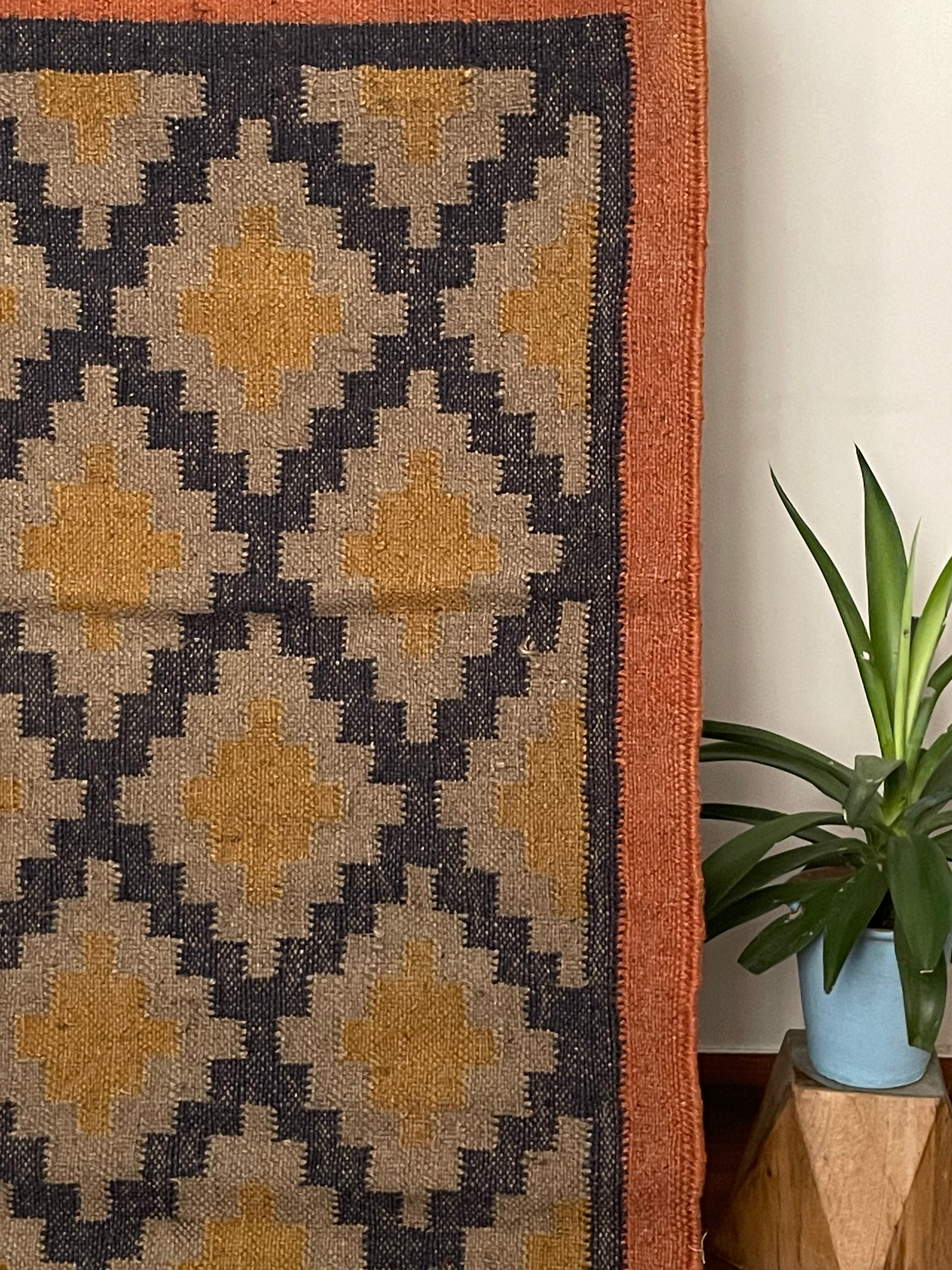 Tapis en jute et coton tissé à la main