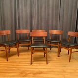 Ensemble de six chaises de style Børge Mogensen Farstrup, Danemark, années 1960.