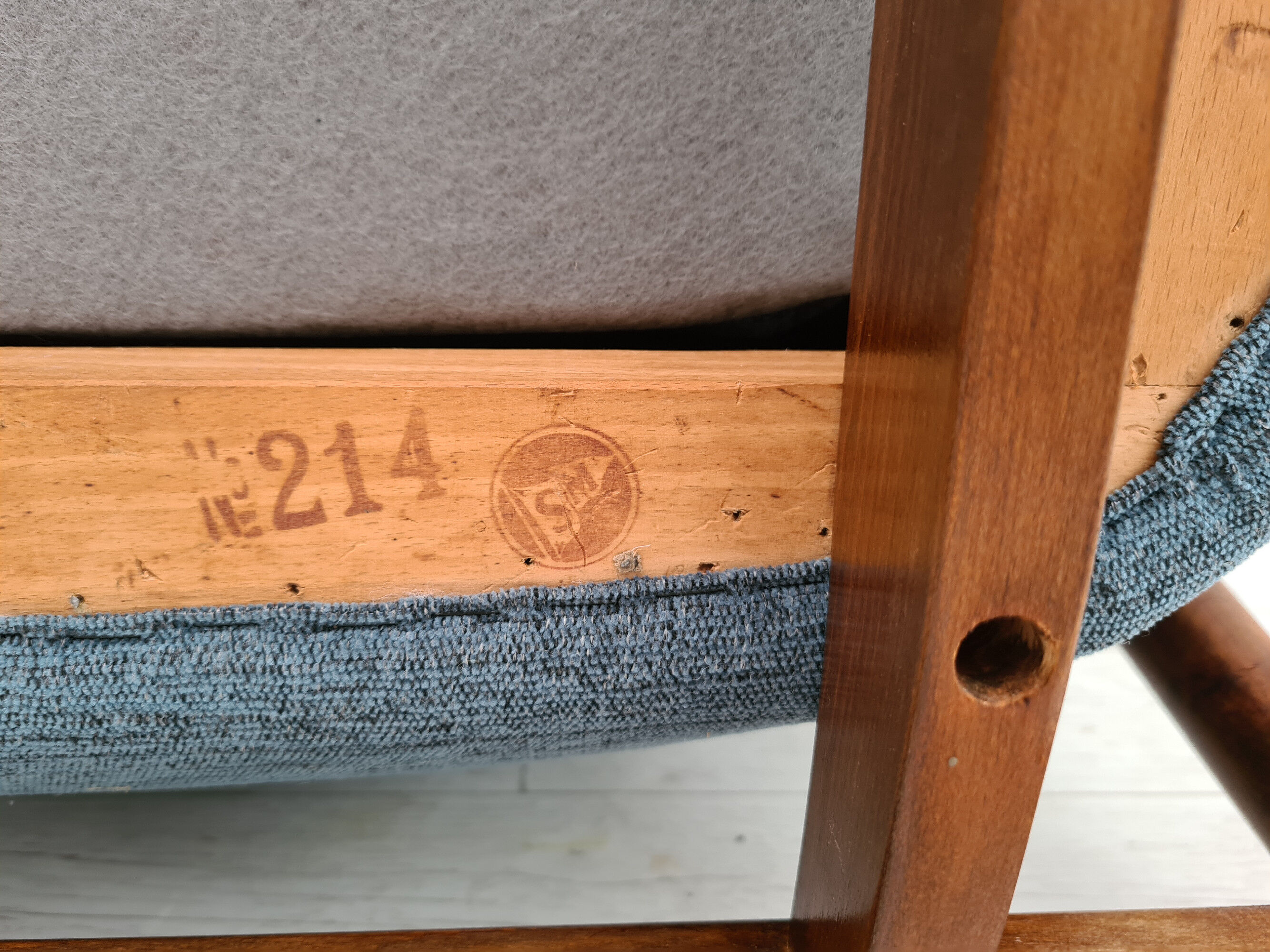 Danish design by Kurt Olsen, armchair model 214, 60s, reupholstered