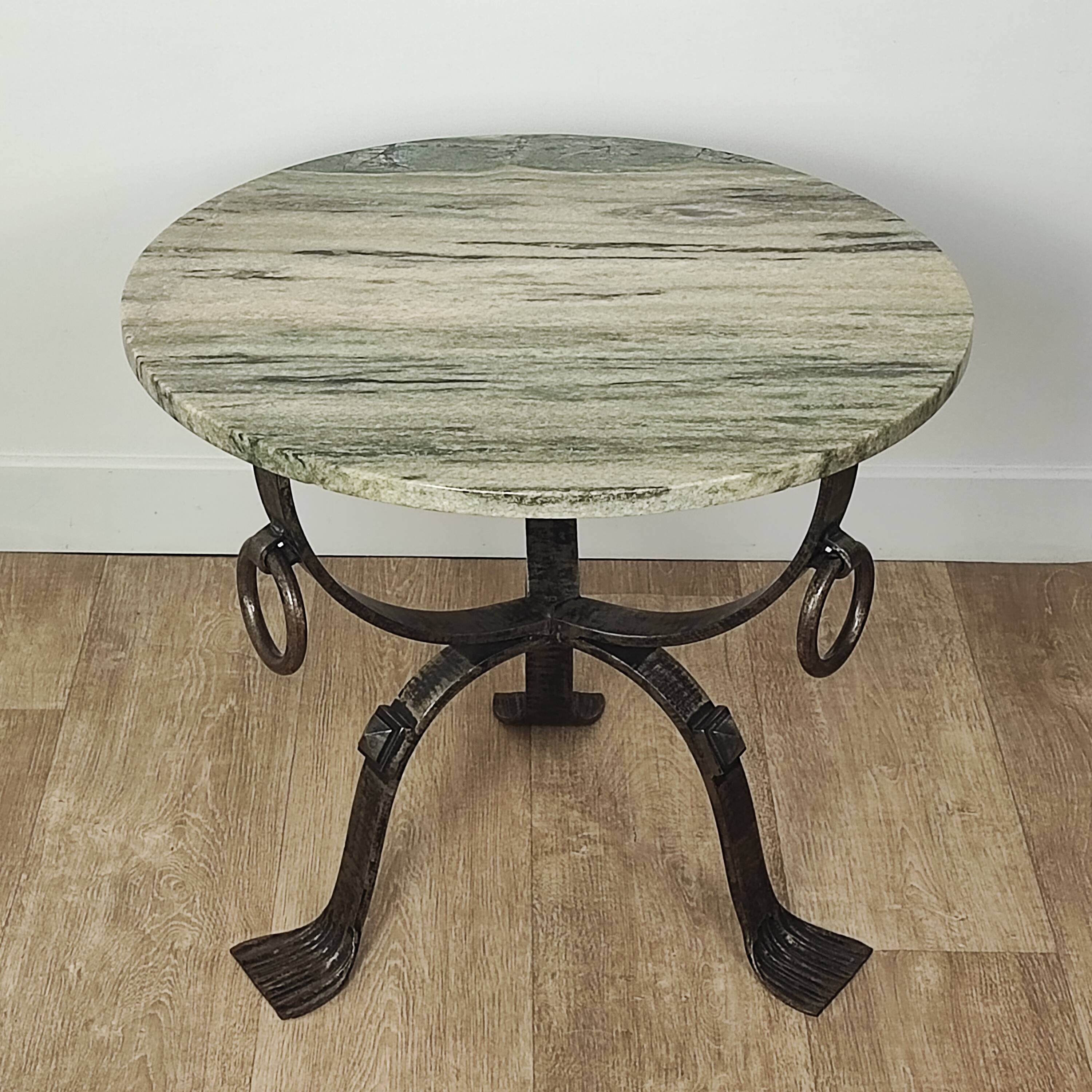 Marble and wrought iron coffee table