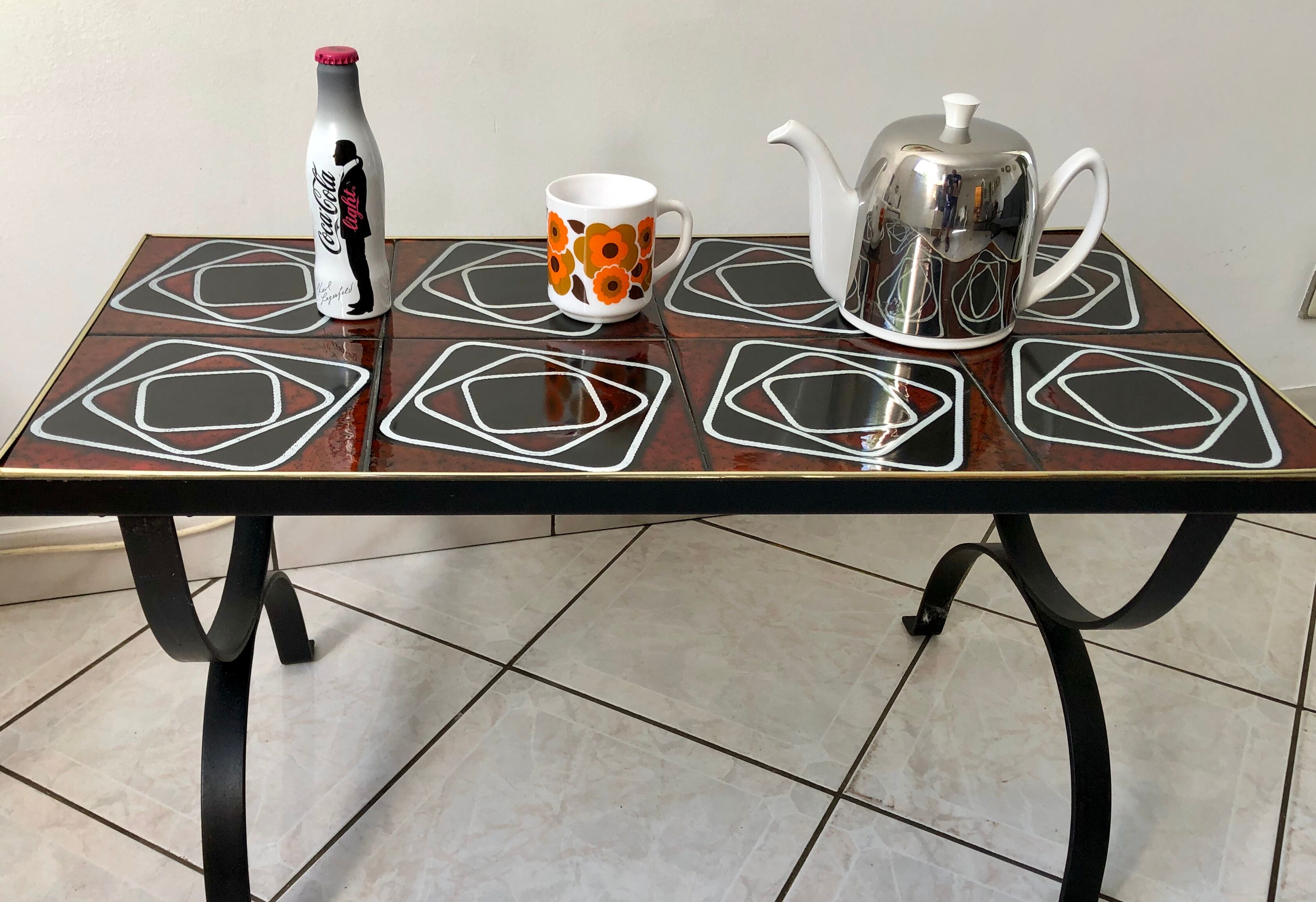 Wrought iron coffee table ceramic 60
