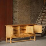 Brutalist Danish enfilade from the mid-century in oak by Henning Kjærnulf, 1960s.
