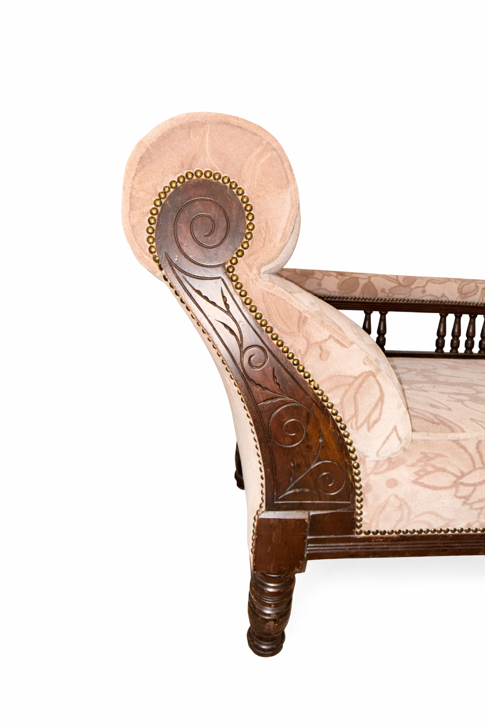Chaise Longue Napoléon III en Bois Massif avec Tissu Floral – Circ