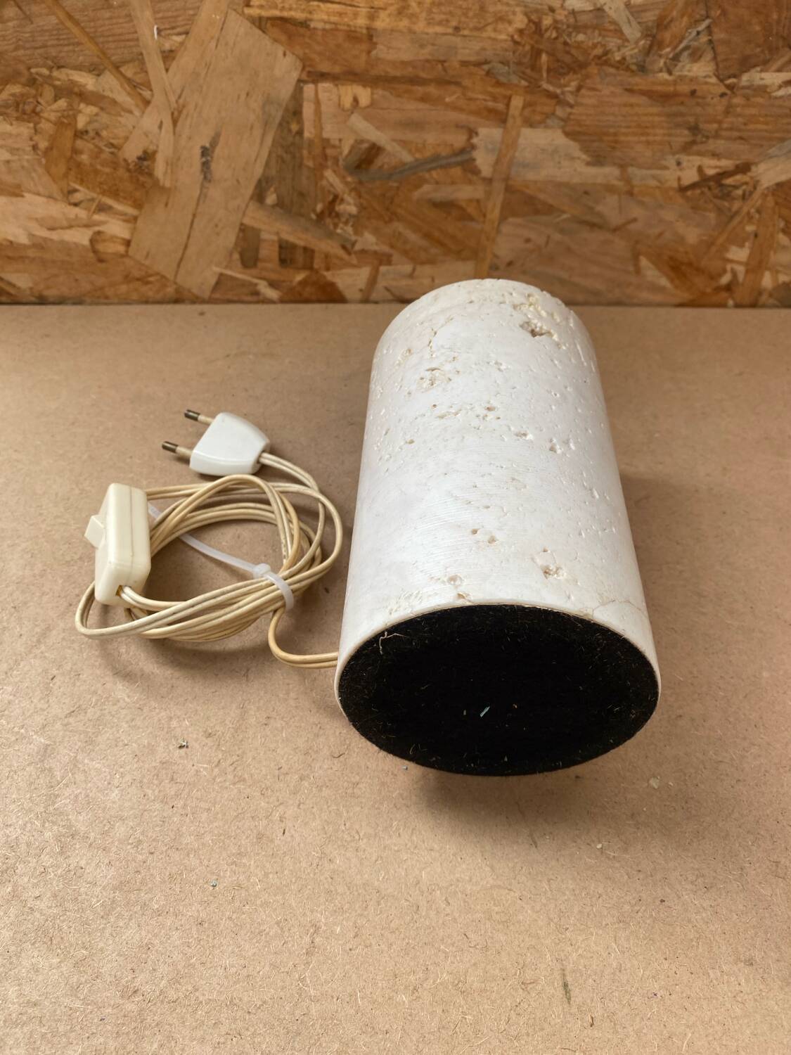 Antique vintage polished stone cylinder lamp
