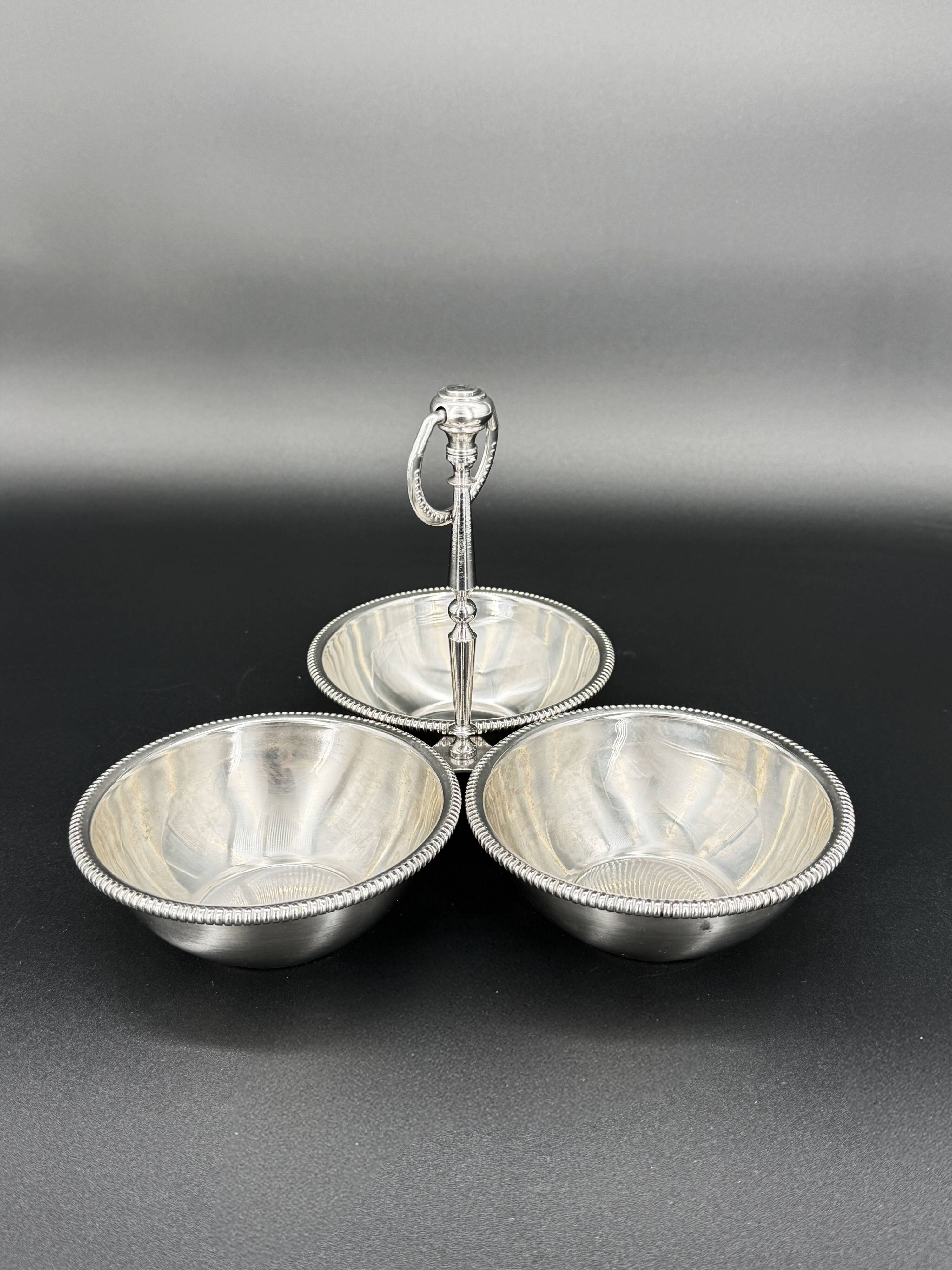 Vintage appetizer display stand with three bowls