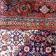 1940s vintage wool medallion rug, red and navy, 206 × 320 cm