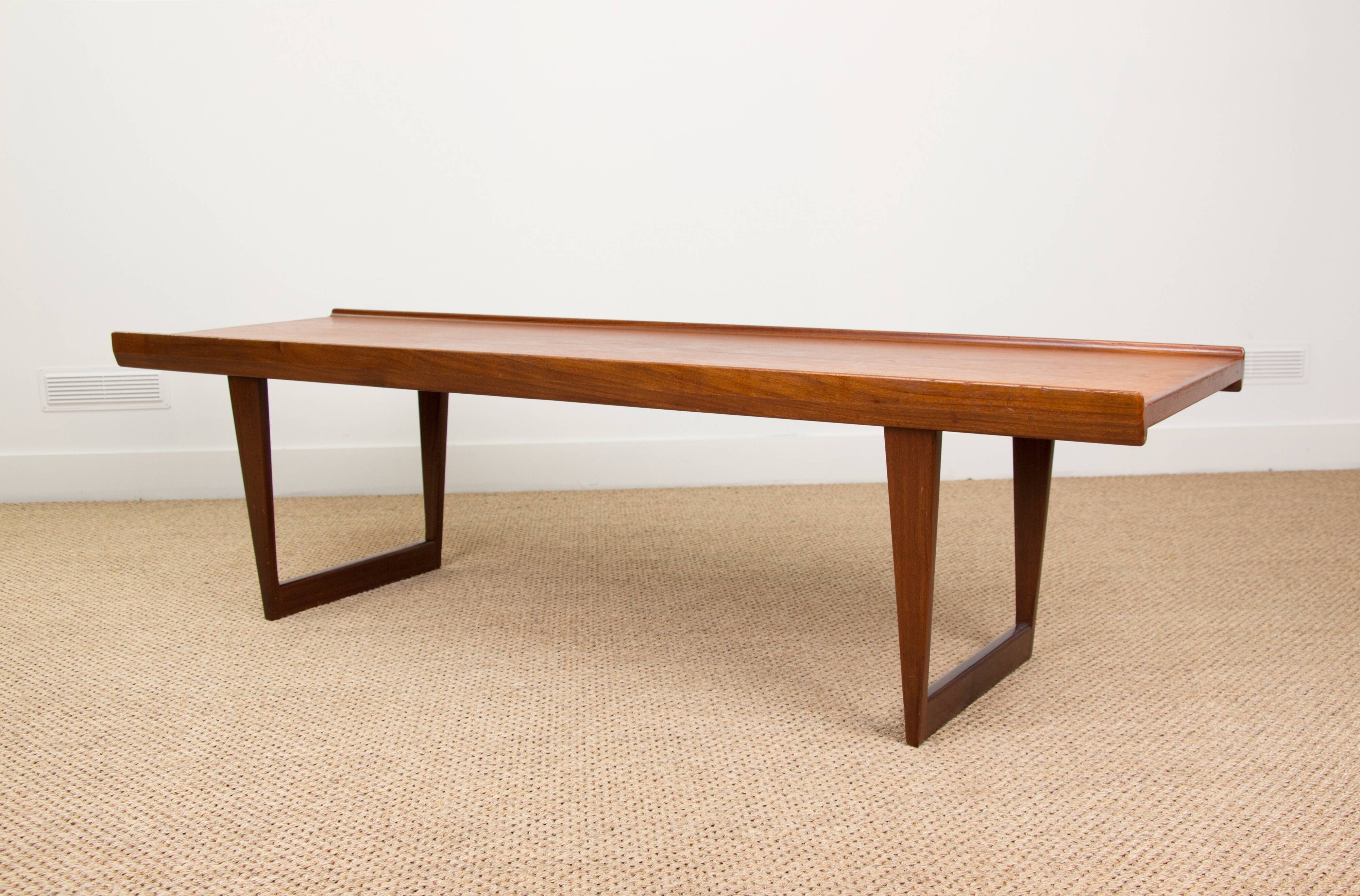 Large coffee table, or bench, Danish in teak by Peter Lovig Nielsen 1960.