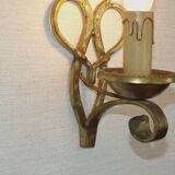 French Vintage Brass Hand Made Single Wall Light Scrolled Open Backplate