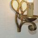 French vintage brass handmade single wall light with scrolled open backplate.