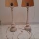 Une paire de lampe de bureau ancienne, pied marbre blanc