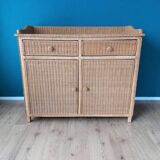 Commode en rotin des années 1970