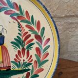 Old HB Henriot Quimper rimmed plate with Breton decor