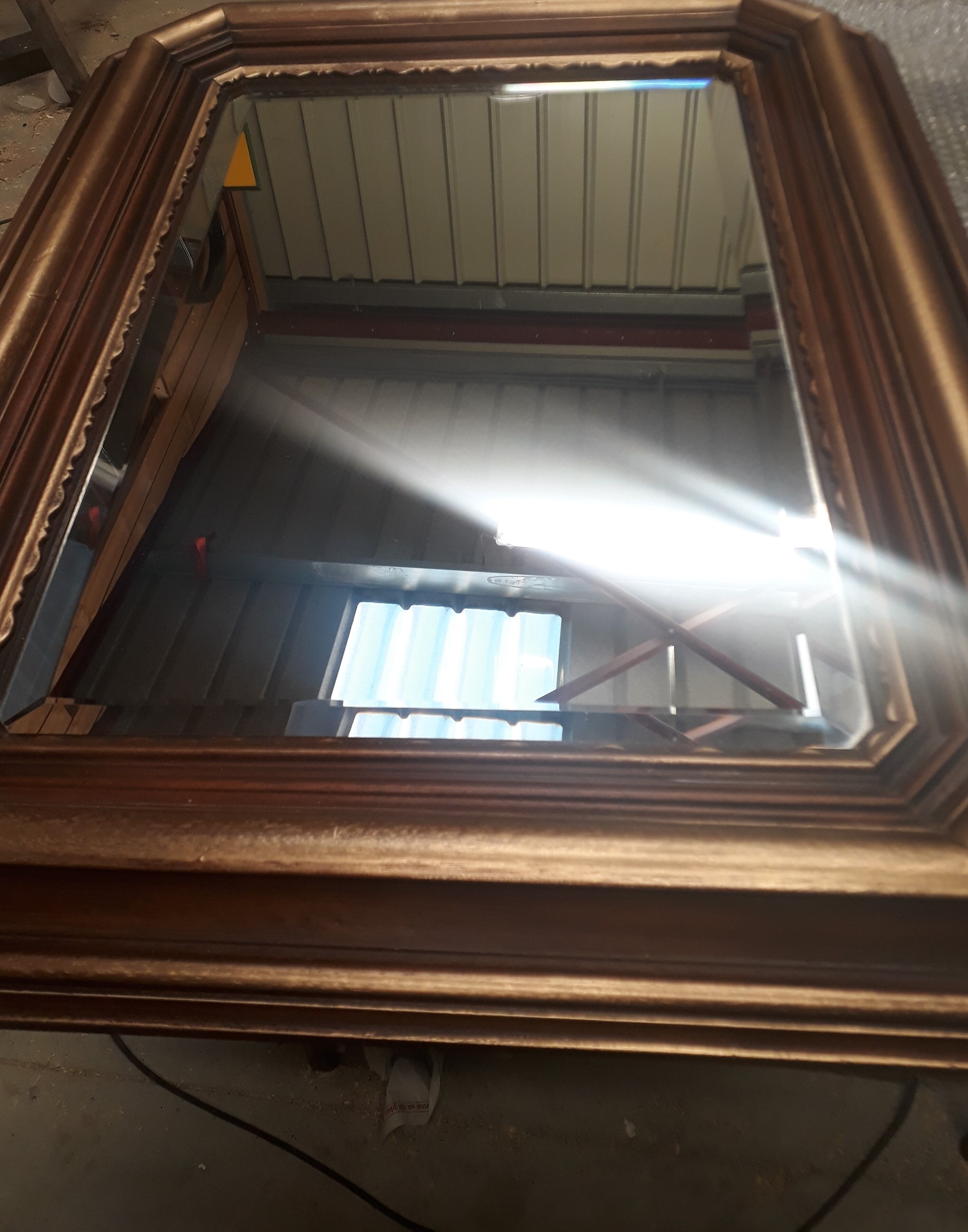 Mirror exotic wood patinated gold 1970