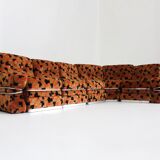 Vintage Italian Modular Sofa orange velvet 1970s