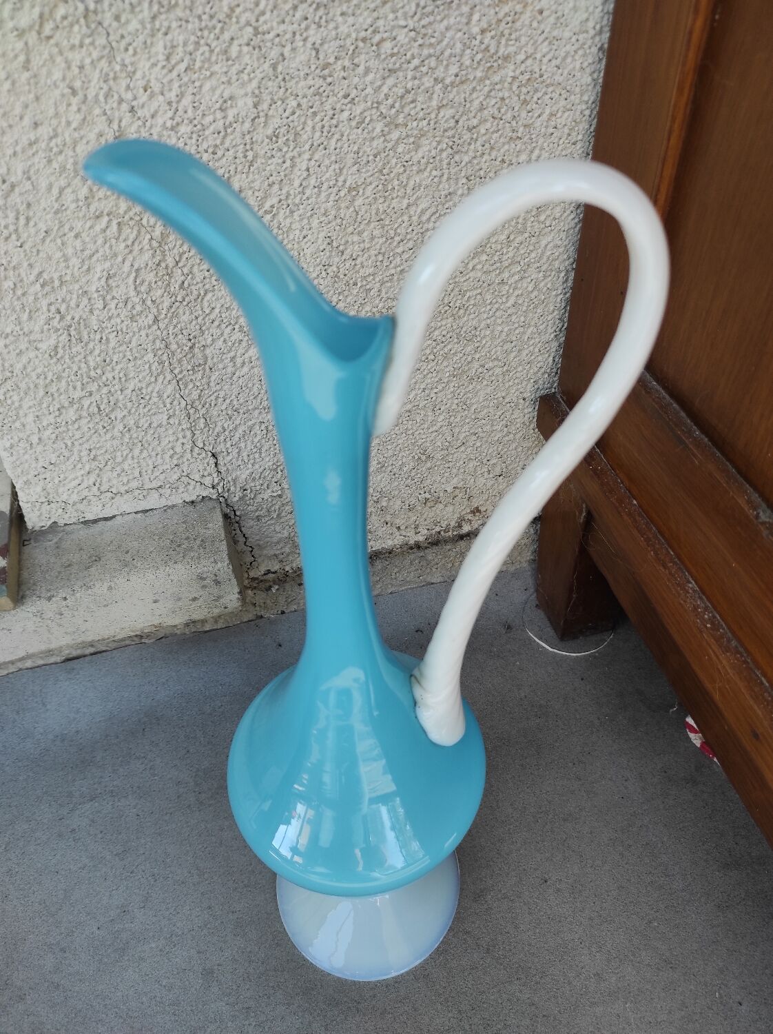 Murano blue opaline carafe vase