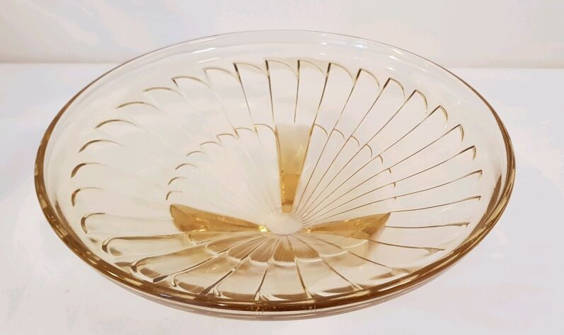 Art deco trinket bowl  thick glass
