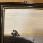 Oil painting - trees on the hill