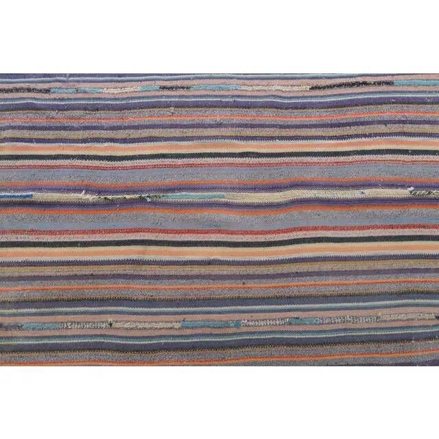 Tapis kilim turc vintage en laine et coton violet noué à la main