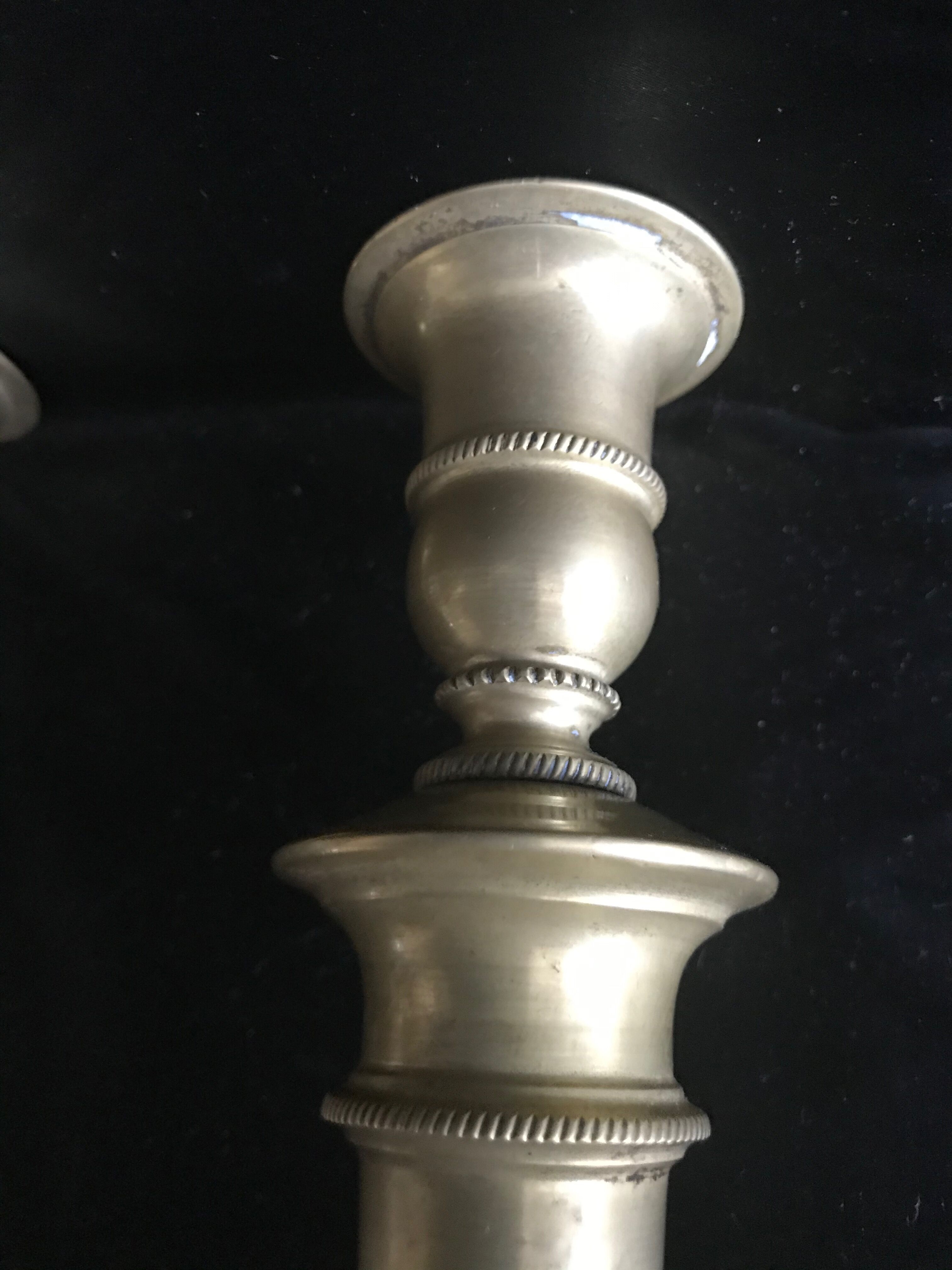 Pair of candlesticks, art nouveau, golden bronze