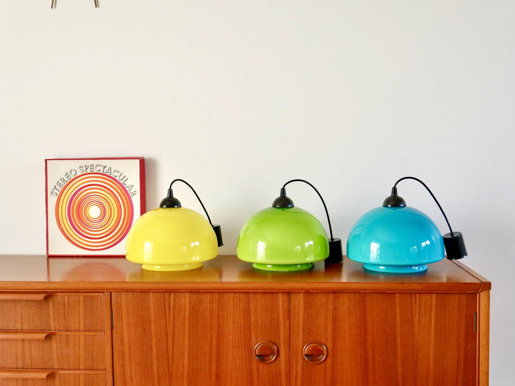 Suspension in green opaline mushroom design 60s-70s