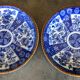 Pair of vintage japanese igezara plates decorated with floral and bird motifs