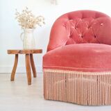 Pink toad armchair with fringes