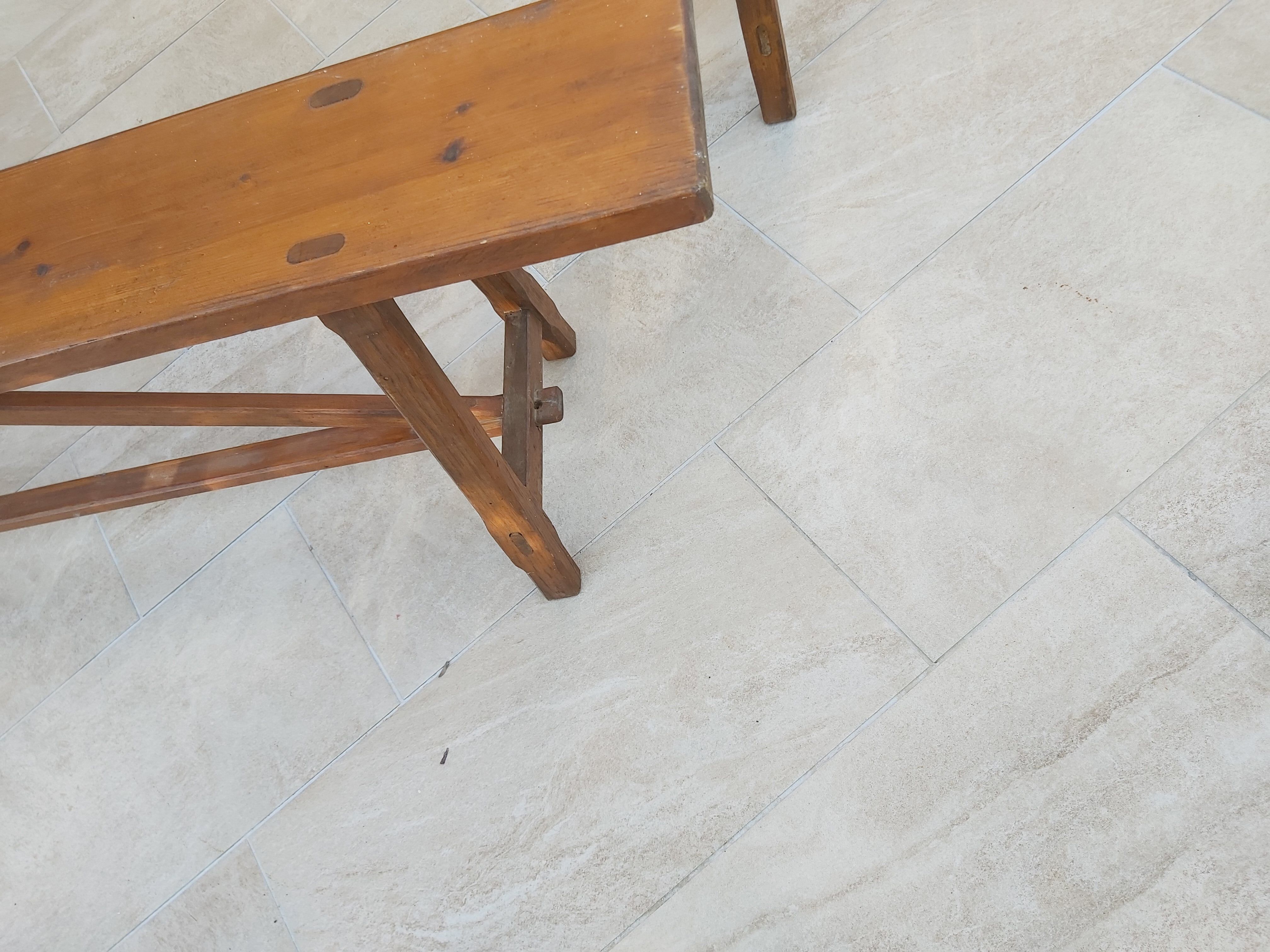 Former pair of pine benches 2m10