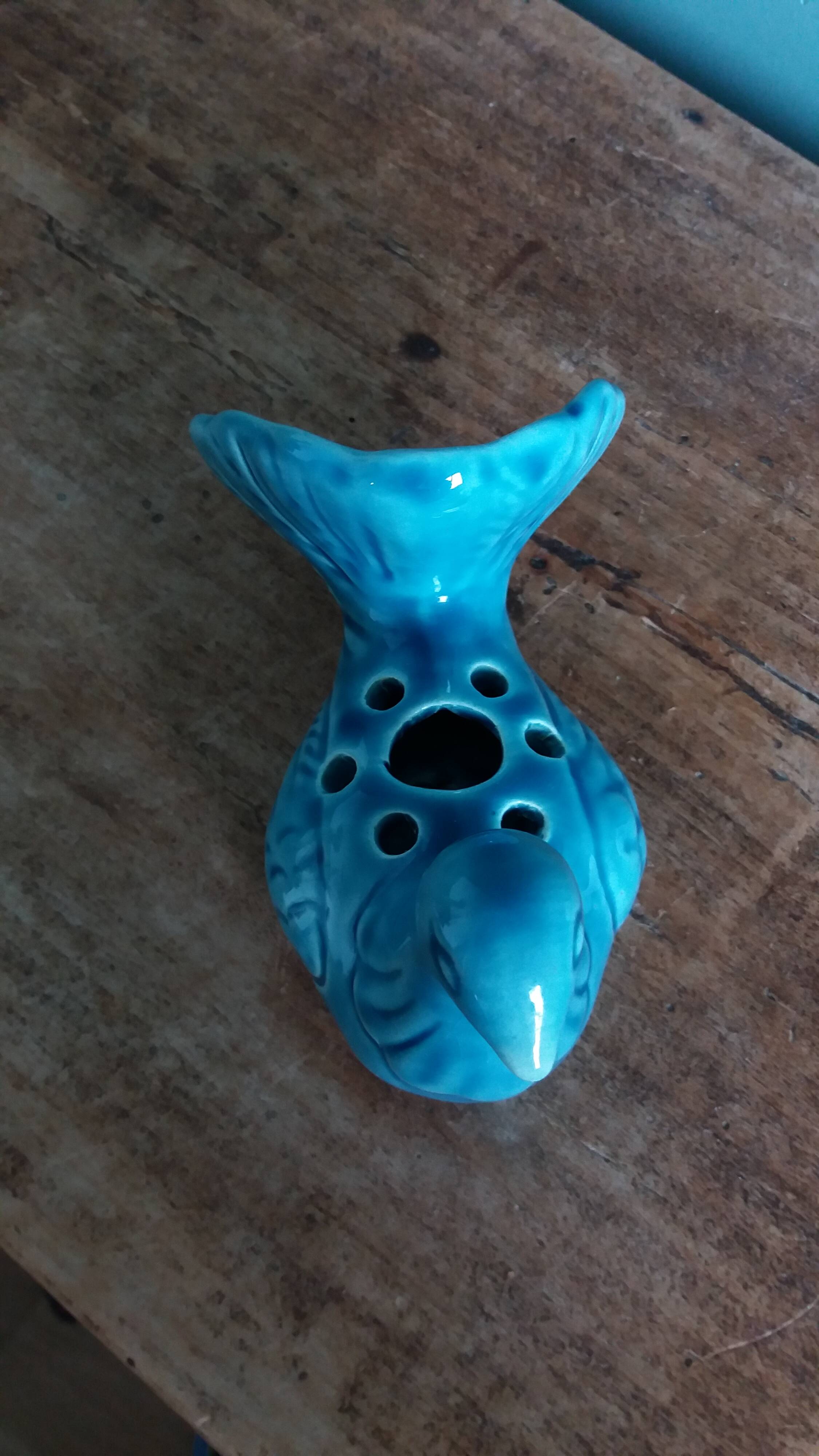 Dove bird vase flower holder in ceramic signed Saint Paul de Vence
