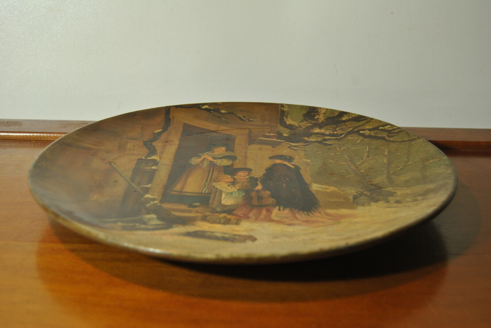 Alsatian terracotta dish painted decorative 19th century