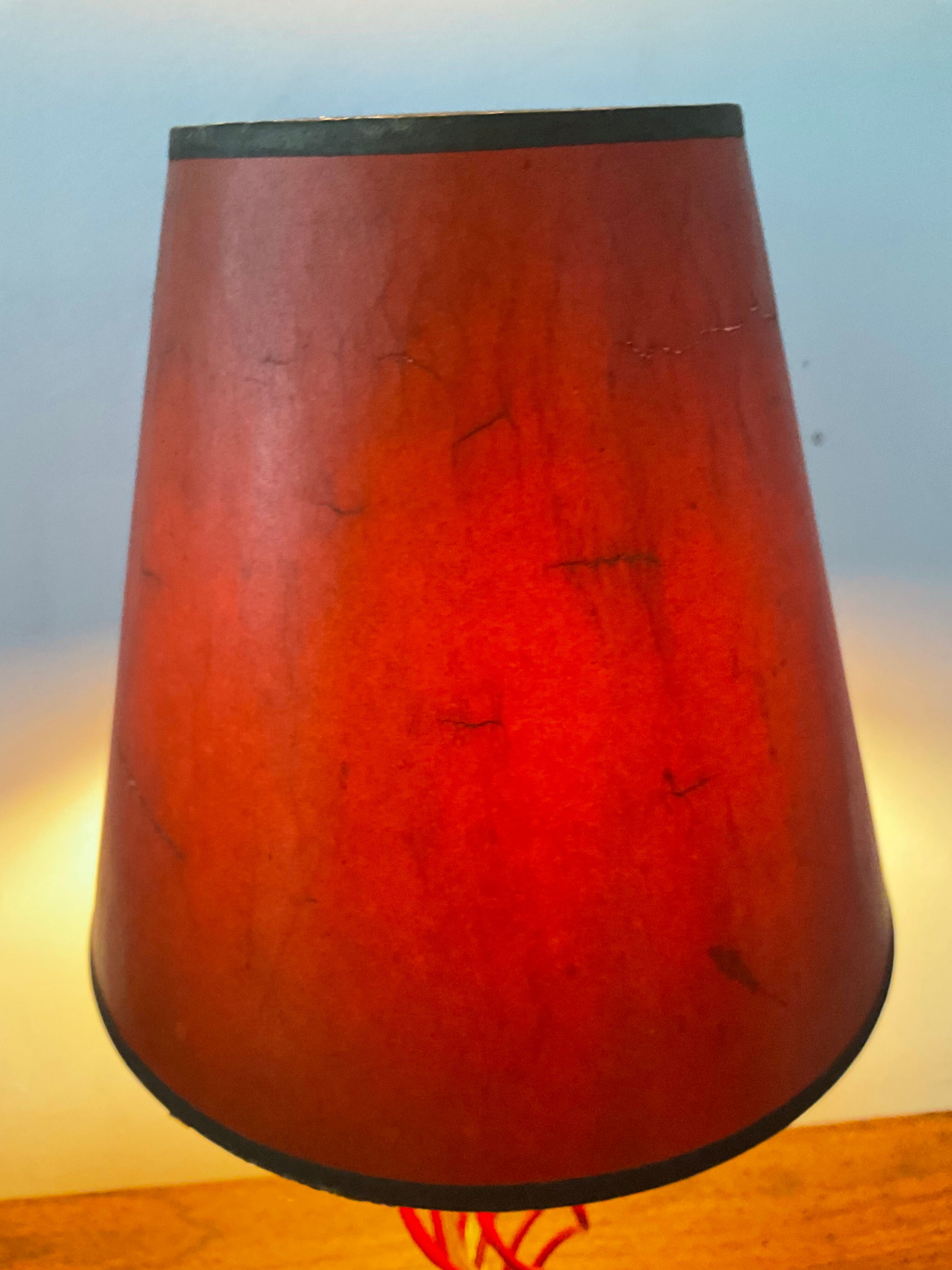 Vintage lamp from the 50s -60s brass and red metal