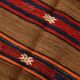 Turkish Striped Red Brown Vintage Kilim Rug, 154x246Cm