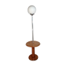 Globe floor lamp, in opaline and chrome with its wooden shelf Vintage, 1950-60