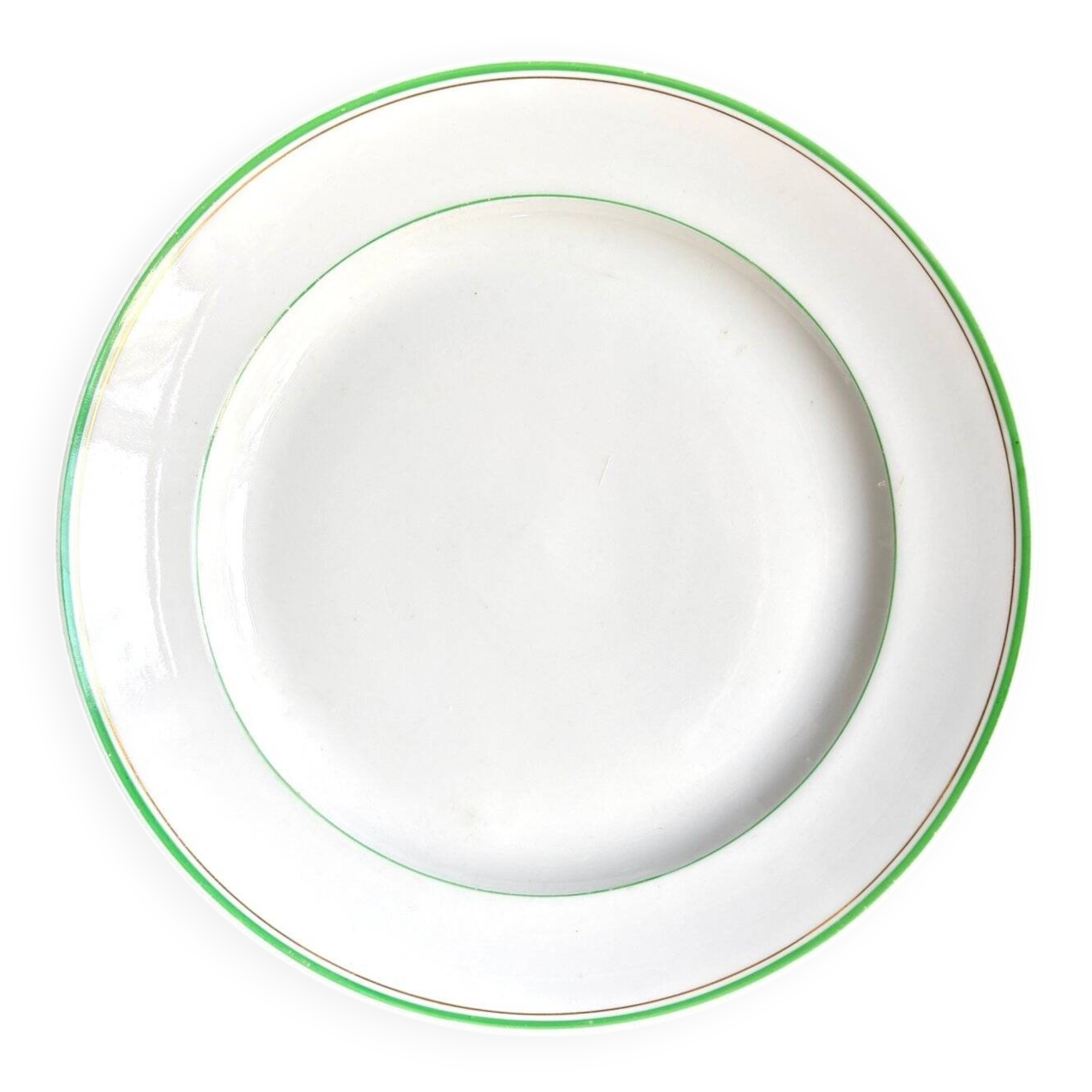 Round dish Ed. Honoré in water green and gold porcelain