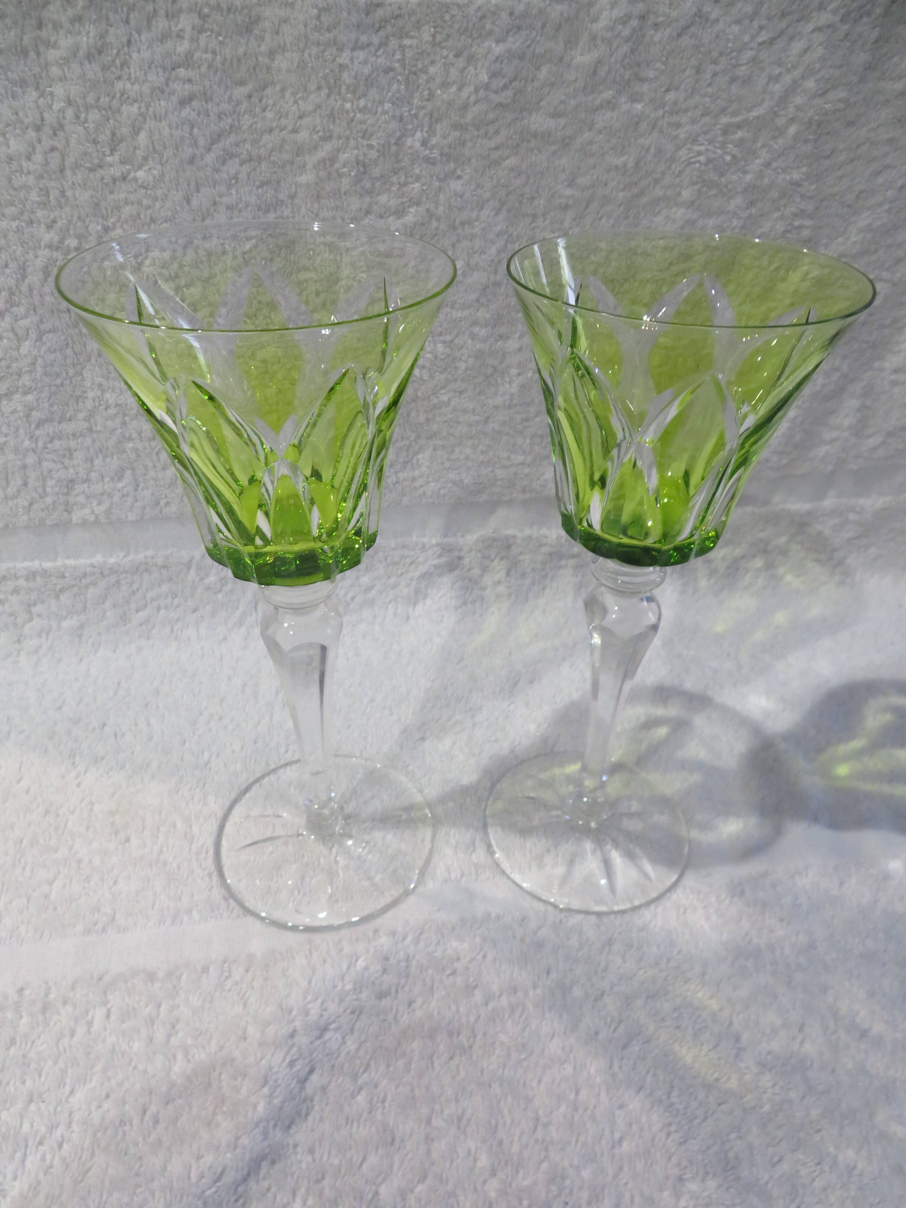 2 wine glasses 16cl crystal saint Louis unsigned Camargue Vert Chartreuse