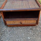 Rattan and bamboo bed and side tables