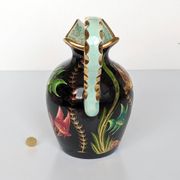 Large pitcher / Monaco vase in polychrome earthenware with bas relief decoration of fish on a seabed