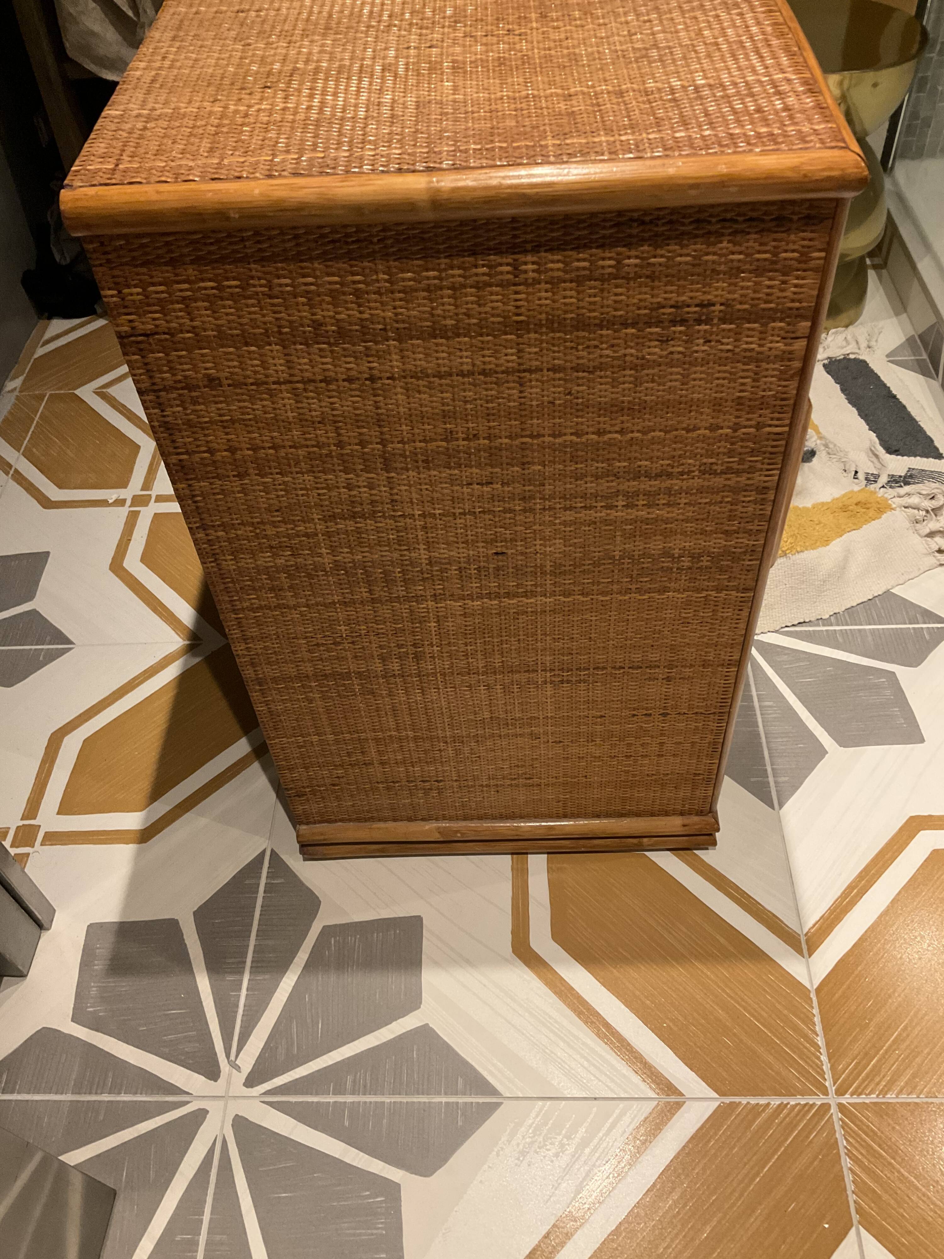Commode tiroirs rotin bambou