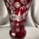Bohemian glass vase ruby red with transparent decoration in pink and red table decoration