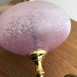 Vintage ceramic lamp brass and pink glass ball