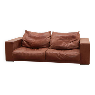 Vintage Sofa Gognac color Model Budapest design by Paola Navone by Baxter.