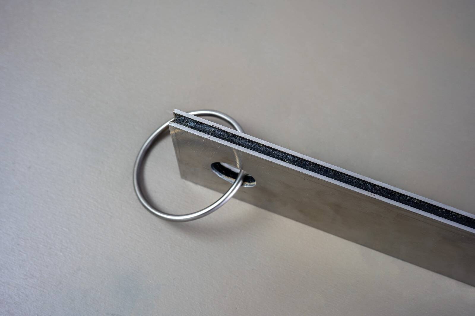 Xavier Feal brushed steel round mirror, 1970s