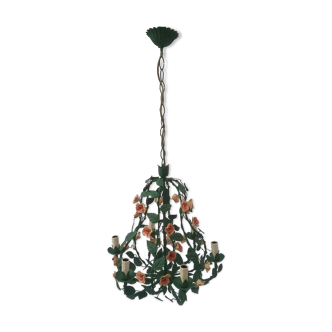 Chandelier wrought iron flowers with 6 lights