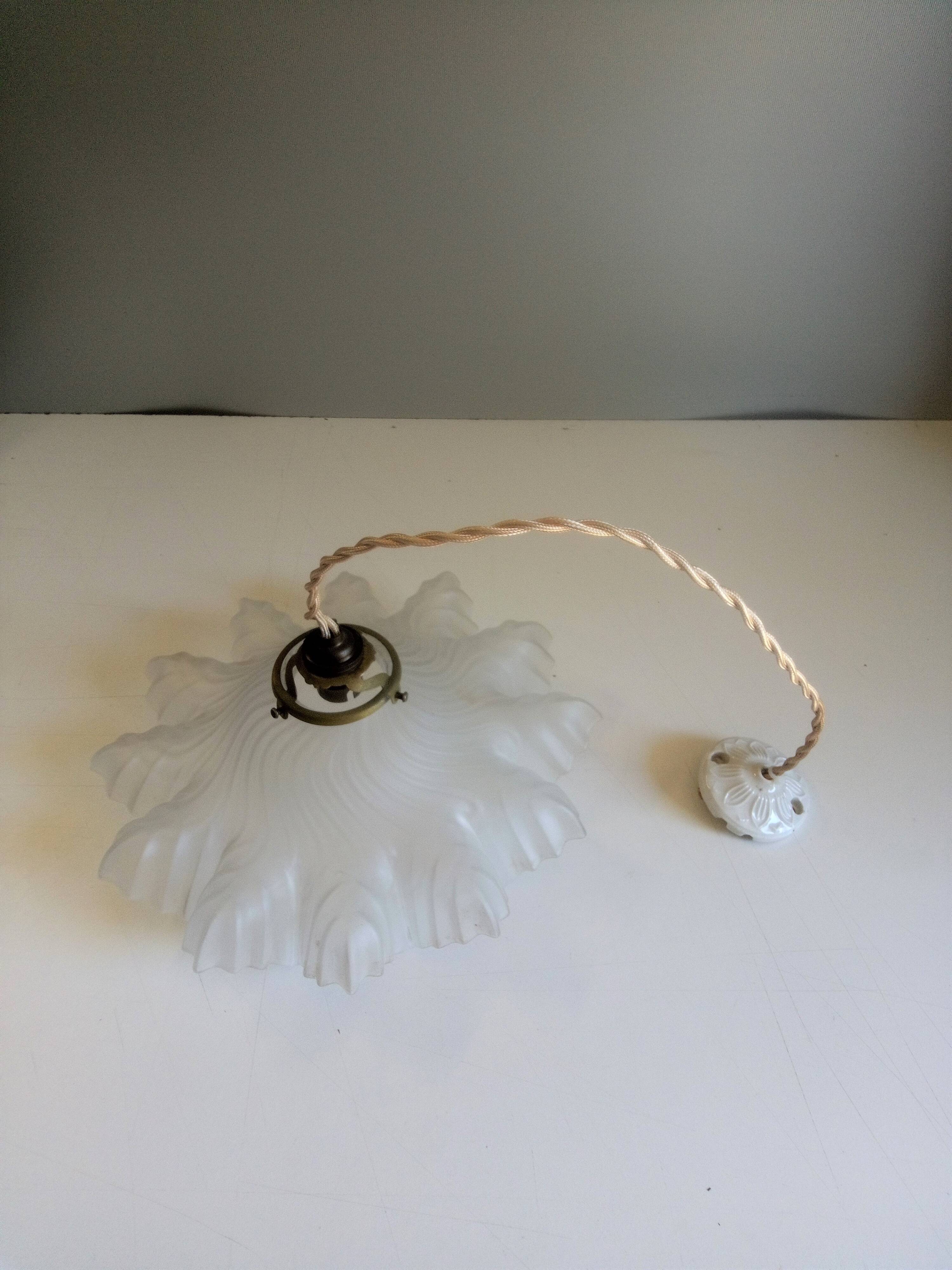 Antique molded glass pendant light - 1930-40