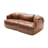 Confidential sofa in original cognac leather by Alberto Rosselli for Saporiti
