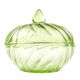 Art Deco bonbonniere with lid, pressed uranium glass, Poland, 1930s