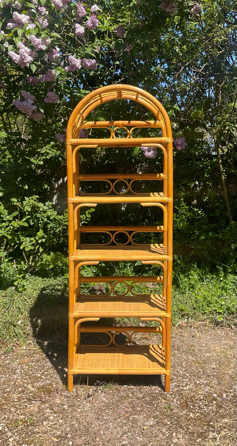 1970s rattan shelf