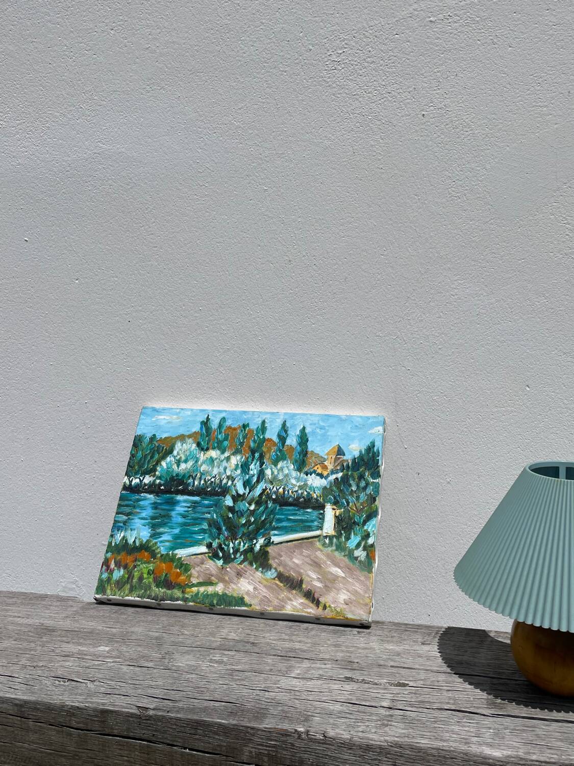 Old landscape painting oil on canvas