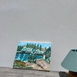 Old landscape painting oil on canvas