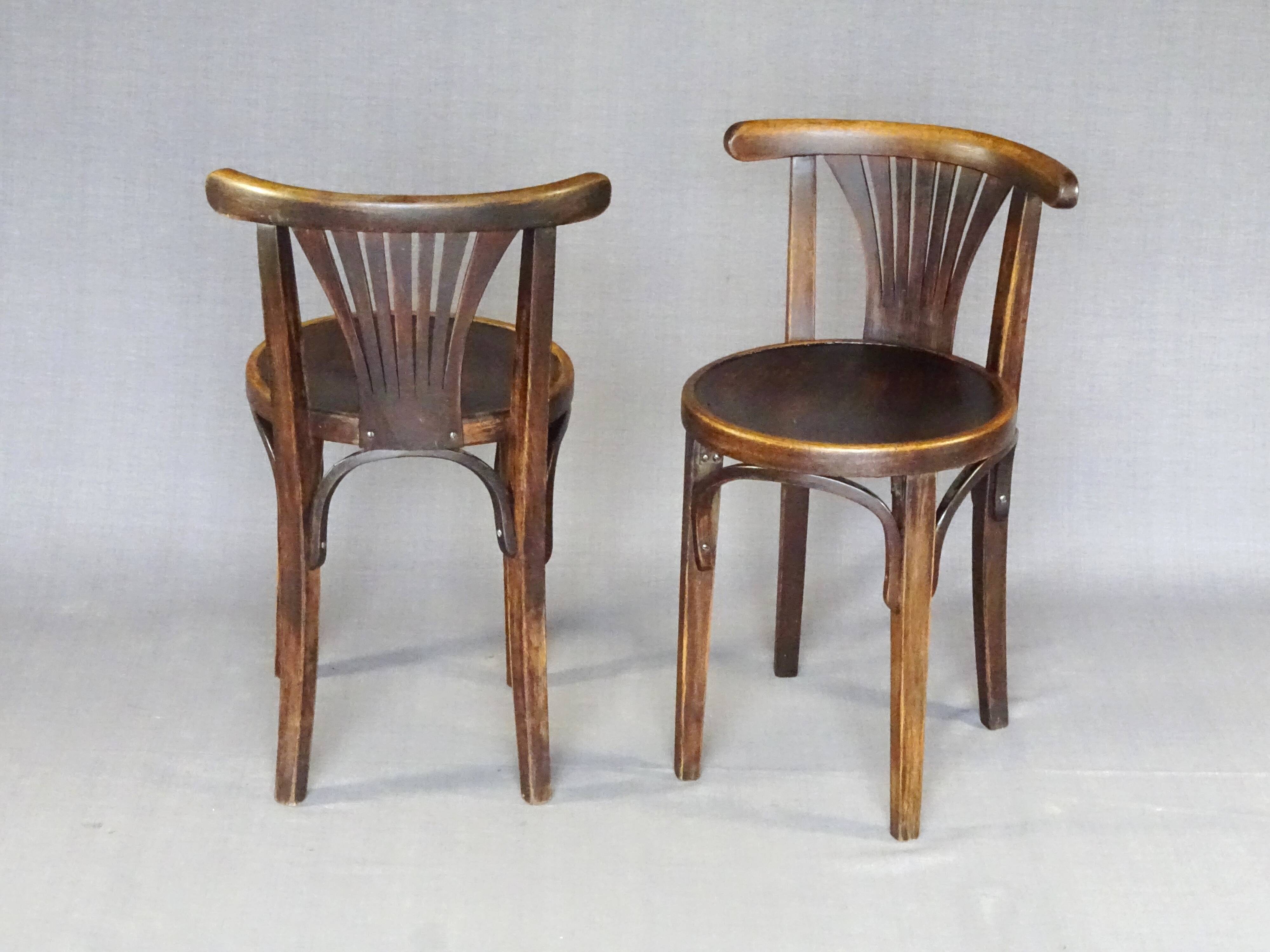 2 stools/bistro chairs, Thonet 1925, with palmette backrest No Baumann