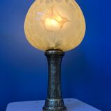 Antique art deco glass lamp with bronze base